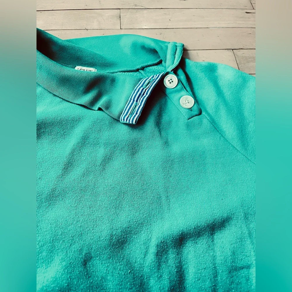 J. Crew Teal Button-Shoulder Crewneck Sweater
